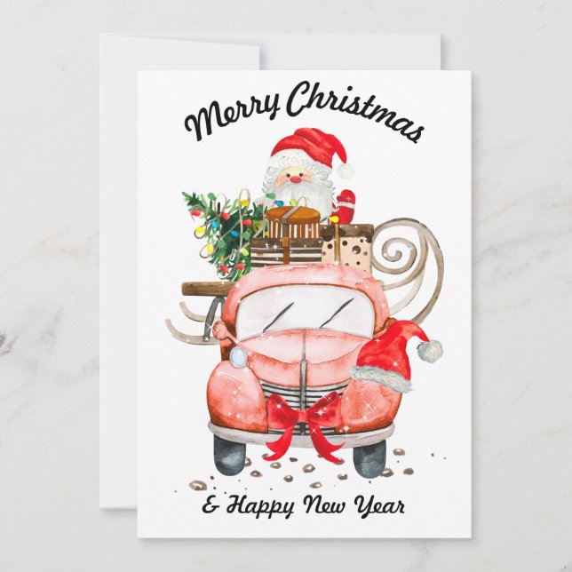 new year Santa truck merry Christmas Invitation (Front)