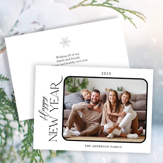New Year Simple Elegance Photo Holiday Card (Creator Uploaded)