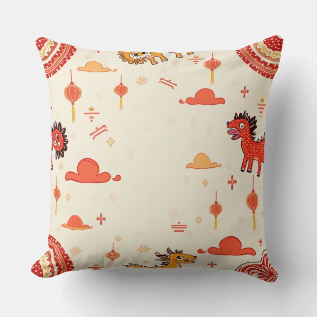 New Year Simple Patterned Pillow (Front)