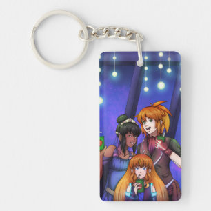 New Year Space Celebration Key Ring