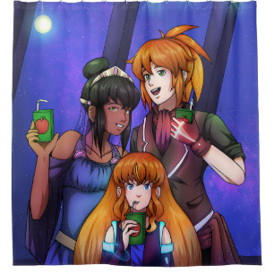 New Year Space Celebration Shower Curtain