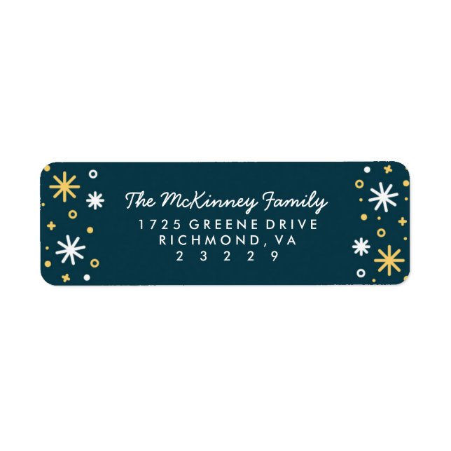 New Year Sparkle Holiday Return Address Labels (Front)