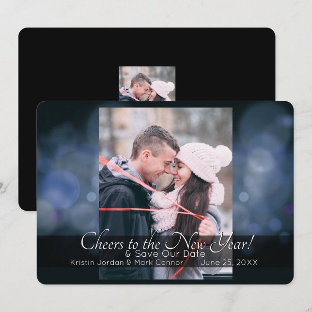 New Year Sparkle Save the Date Invitation (Front/Back)