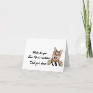 New Year Tabby Cat Card