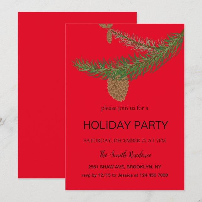 New Year the pine tree is a mammal Invitation (Front/Back)