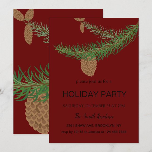 New Year the pine tree is a mammal Invitation (Front/Back)