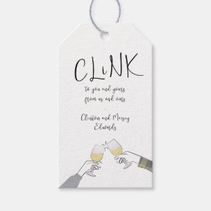 New Year Toast  “Clink” Wine Glass Cheers Gift Tags