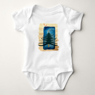 New Year Tree Baby Jersey Bodysuit, White Baby Bodysuit
