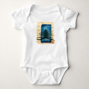 New Year Tree Baby Jersey Bodysuit, White Bodysuit