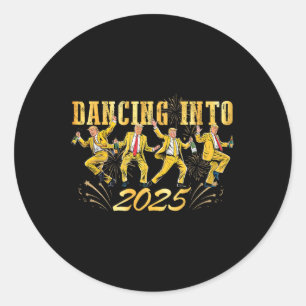 New Year Trump Dancing 2025 New Year New America Classic Round Sticker