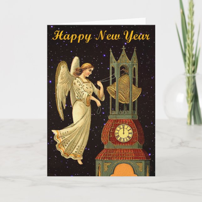 new year vintage angel holiday card (Front)