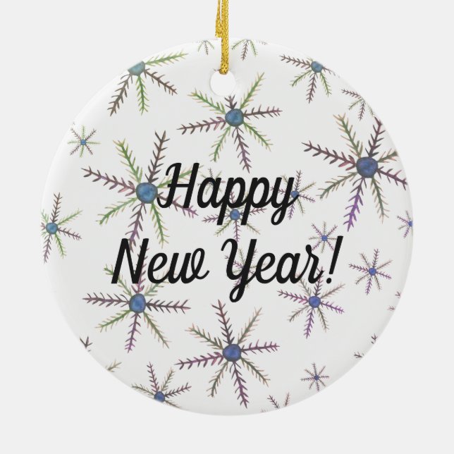 New Year Watercolor Snowflakes Ornament (Back)