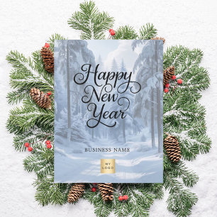 New Year winter wonderland business logo Holiday Postcard