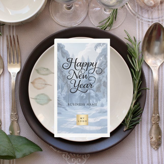 New Year winter wonderland business logo Napkin (Creator Uploaded)