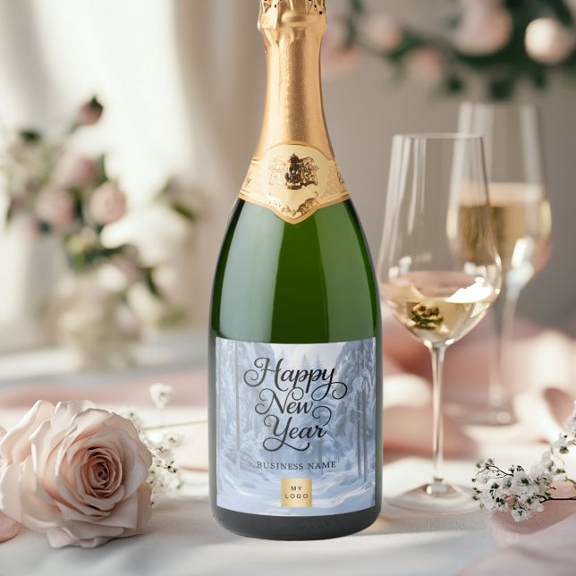 New Year winter wonderland business logo Sparkling Wine Label (Creator Uploaded)
