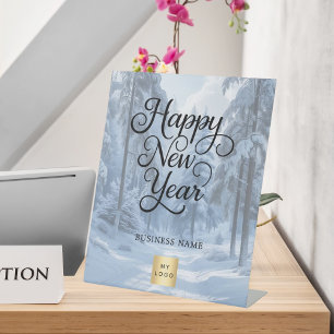 New Year winter wonderland snow business logo Pedestal Sign