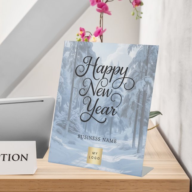 New Year winter wonderland snow business logo Pedestal Sign (Creator Uploaded)