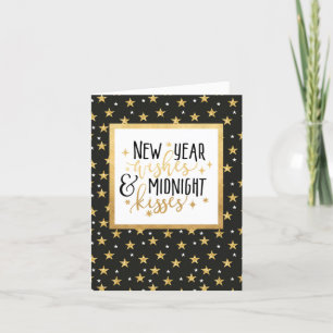 New Year Wishes Gold Stars Holiday Card