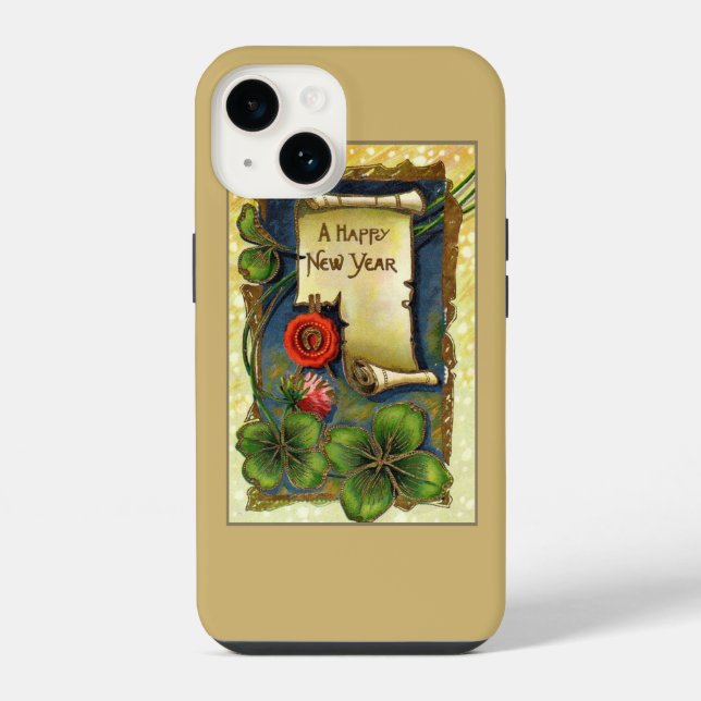 New Year With Four Leaf Clover iPhone Case (Back)