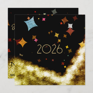 new year with gold & confettis invitation ( 2026 )