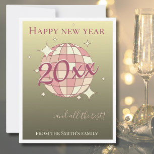 New year years eve 2025 gold retro greeting holiday card