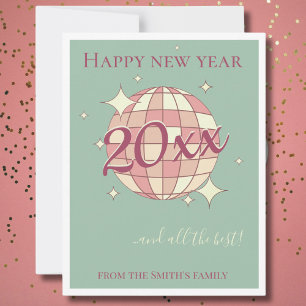 New year year's eve 2025 teal retro greeting Card