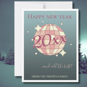 New year years eve 2026 blue retro greeting  holiday card