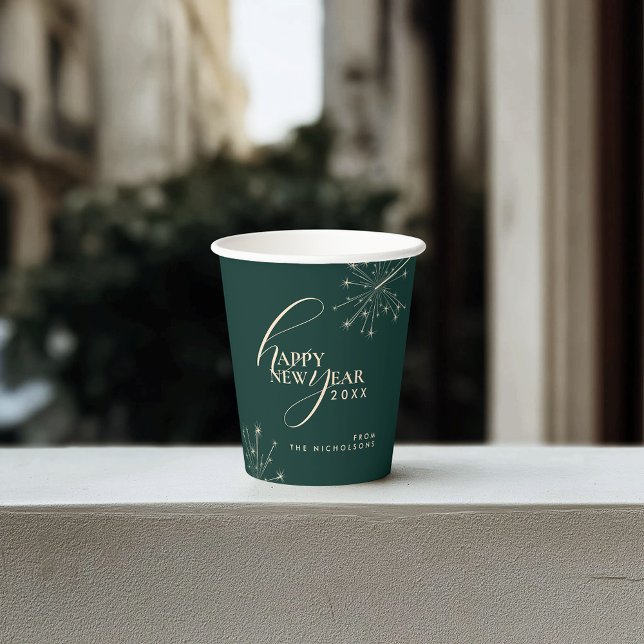 New Years 2026 Modern Minimal Festive Typography Paper Cups (Creator Uploaded)