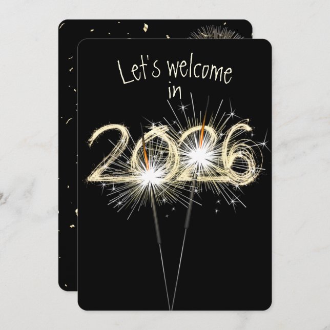 New Years 2026 Party Sparklers  Invitation (Front/Back)