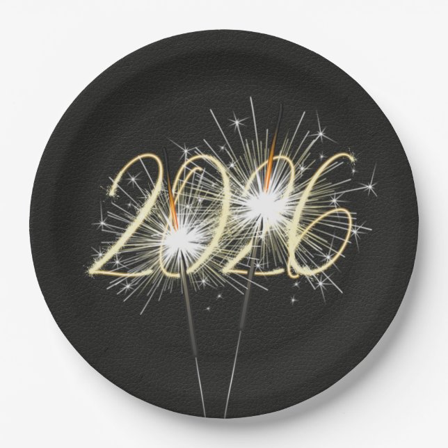New Years 2026 Party Sparklers Paper Plate (Front)