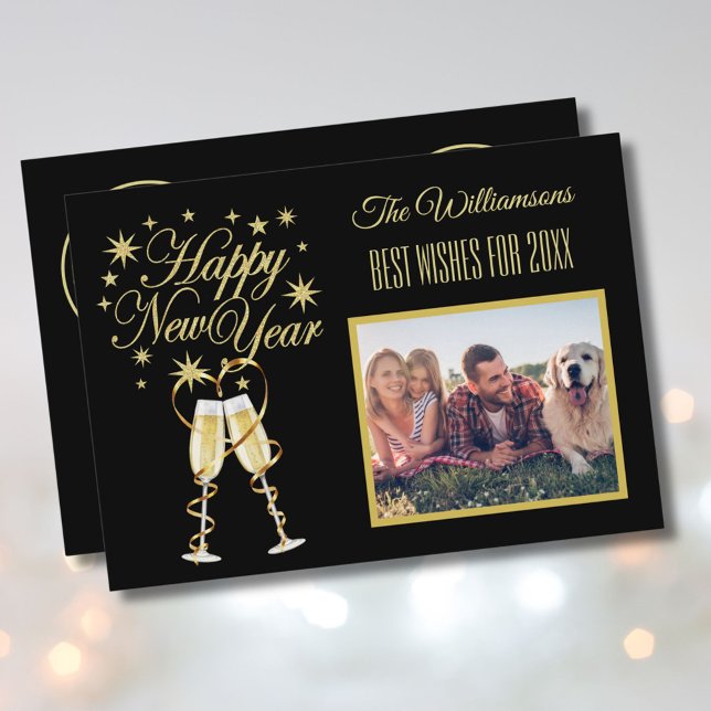 New Year's 4 Multi-Photo Collage Front  Back Card (Creator Uploaded)