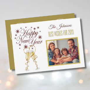 New Year's 4 Multi-Photo Collage Front  Back Card