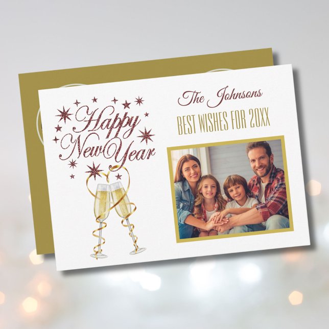 New Year's 4 Multi-Photo Collage Front  Back Card (Creator Uploaded)