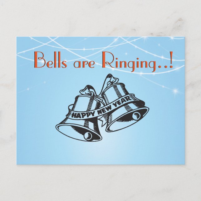 New Year's Bells Happy Message Holiday Postcard (Front)