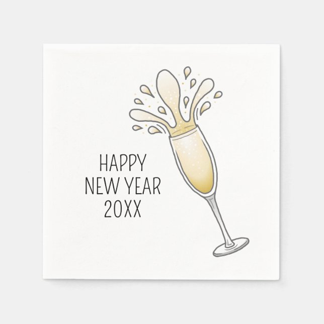 New Years Champagne Glass Napkin (Front)