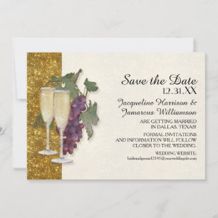 New Years Champagne Glass Save the Date Photo Invitation