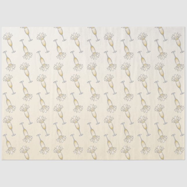 New Years Champagne Glass Tissue Paper (Front)