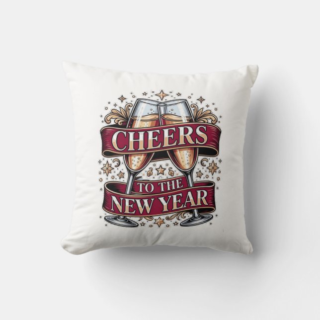 New Year's Champagne T-Shirt, Premium Ornate Toast Cushion (Front)