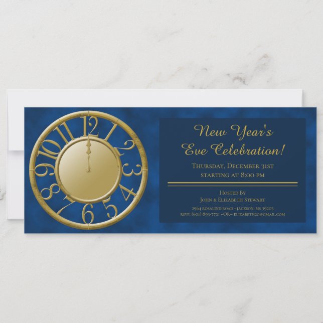 New Years Clock Countdown Invitation (Front)