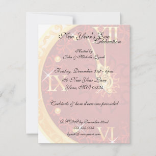 New Year's Clock Countdown Ivitation Cards