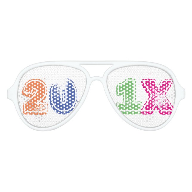 New Years Customisable Multi Coloured Lens Aviator Sunglasses (Front)