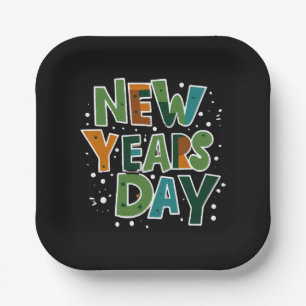 New Year's Day Paper Plate