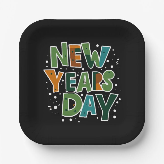 New Year's Day Paper Plate (Front)