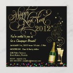 New Year's Day Party - Champagne Brunch Invitation<br><div class="desc">For those who can't stay up 'til midnight, this elegant black and gold, fancy and festive style New Year's Day Party invitation design is perfect for your day-after and post-holiday celebrations. You can easily customise the text for a New Year's Eve midnight bash, soothing the hangovers with a New Year's...</div>