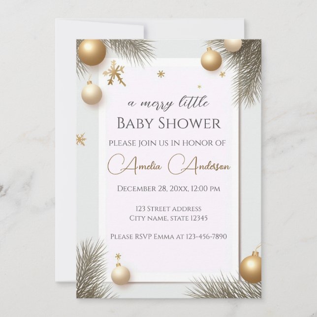 New Year's Design Gold Elegant Baby Shower Invitation (Front)