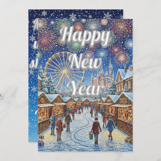 New Year's design with blue sky Holiday Card