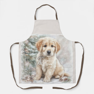 New Year's dog and snow Apron