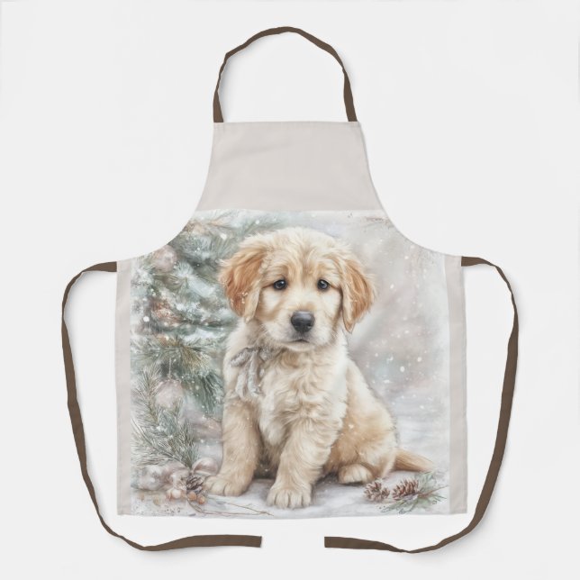 New Year's dog and snow Apron (Front)