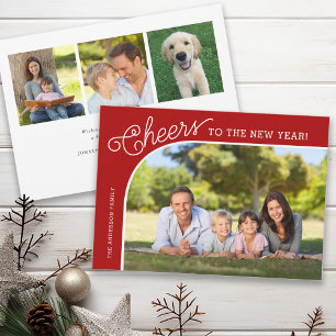 New Years Elegant Cheers Photo Holiday Card
