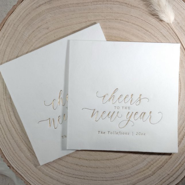 New Years Elegant Festive 2026 Gold Foil Napkins (New Year's Eve gold foil napkins - Cheers to the New Year)